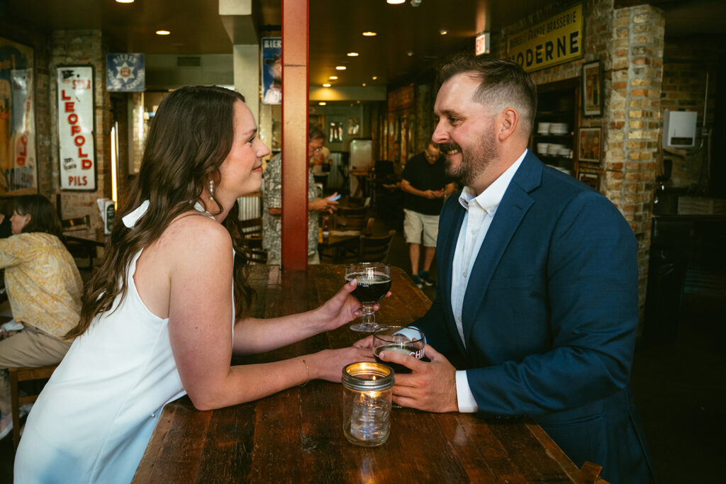 A Summer Chicago Engagement Session with Beers, Fries, and a Lake Jump