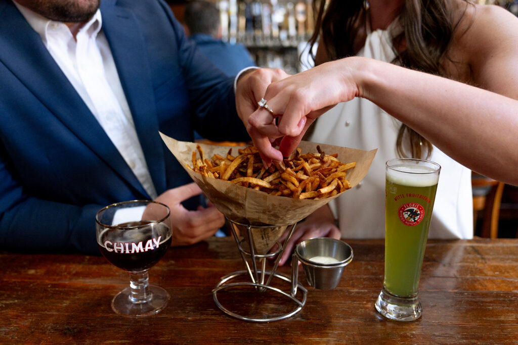 A Summer Chicago Engagement Session with Beers, Fries, and a Lake Jump