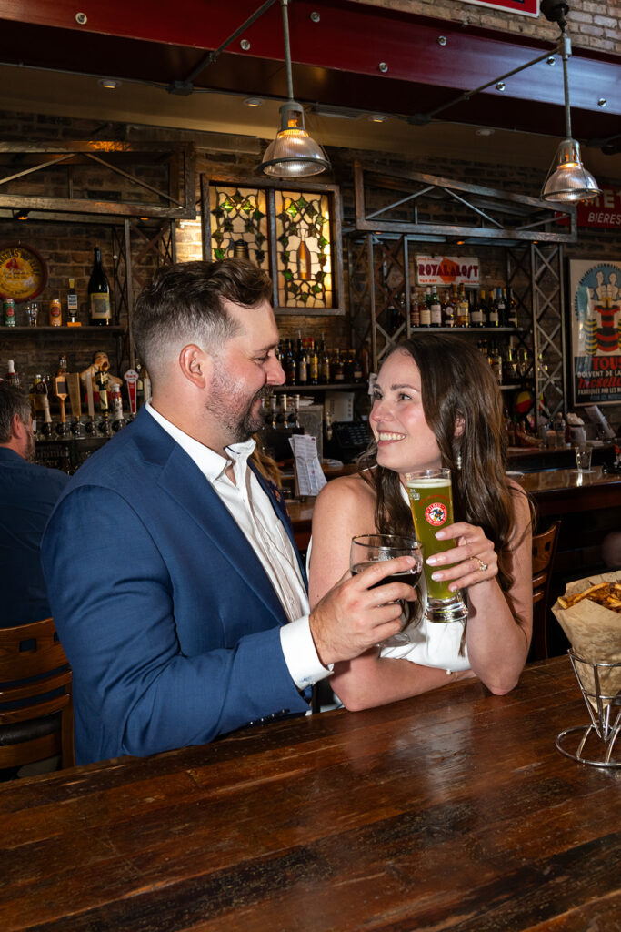 Nearly engaged couple smiling at each other