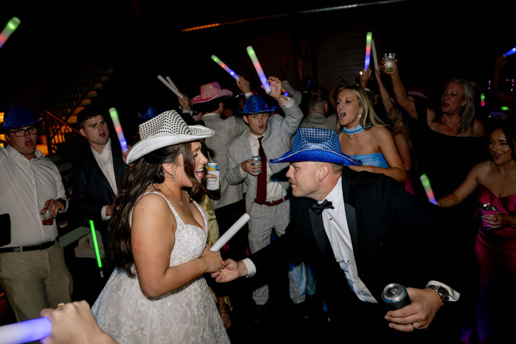 newlyweds dancing at their reception party