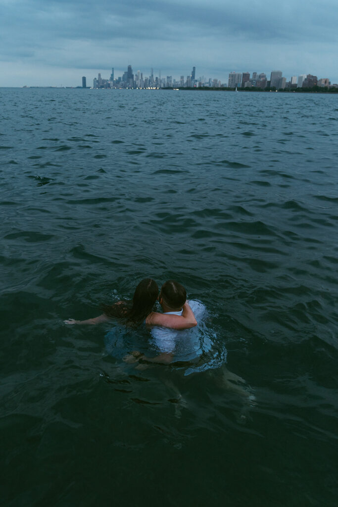 cute picture of the couple hugging during their photoshoot