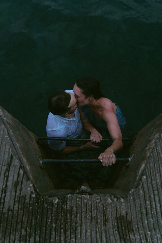 A Summer Chicago Engagement Session with Beers, Fries, and a Lake Jump