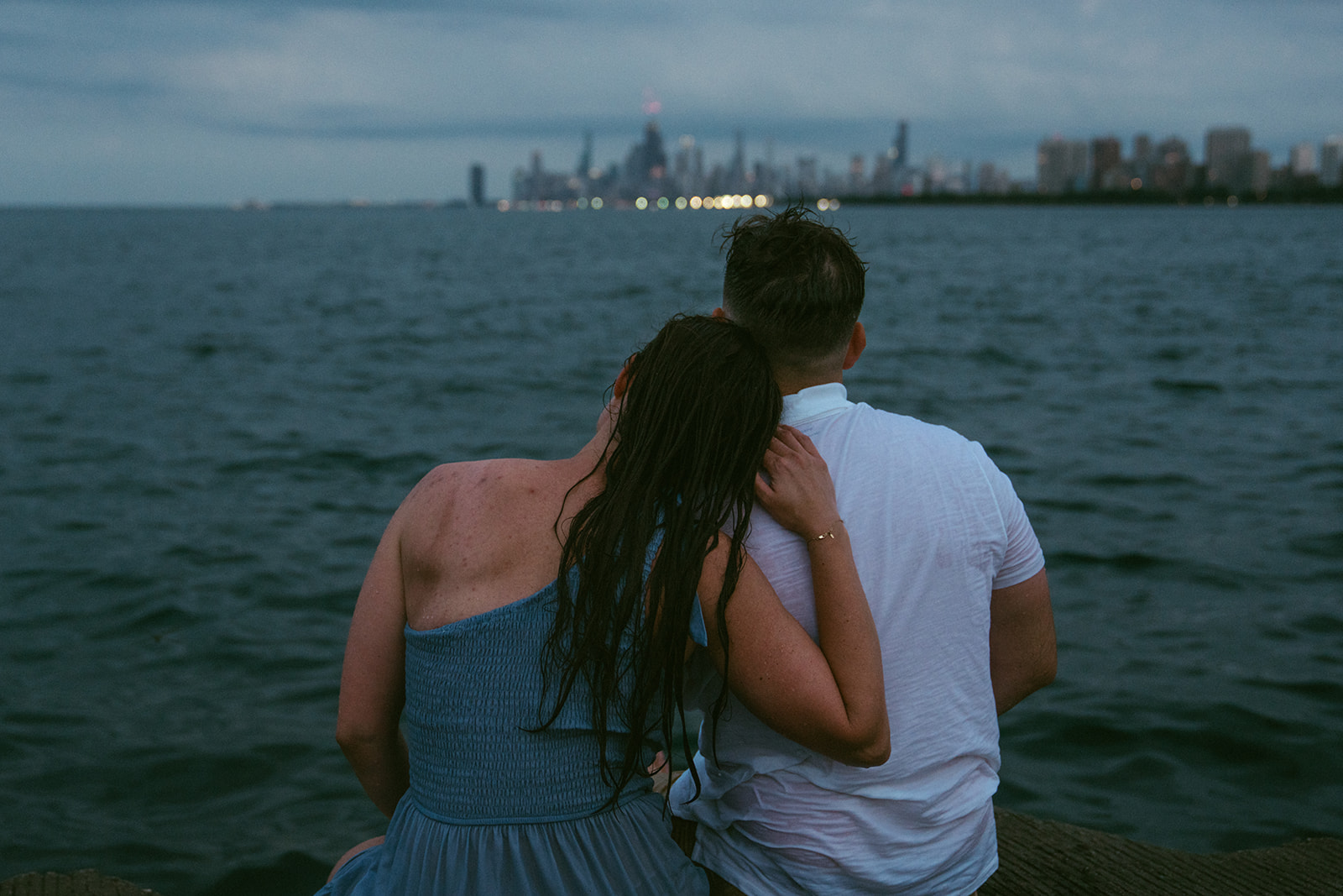 A Summer Chicago Engagement Session with Beers, Fries, and a Lake Jump