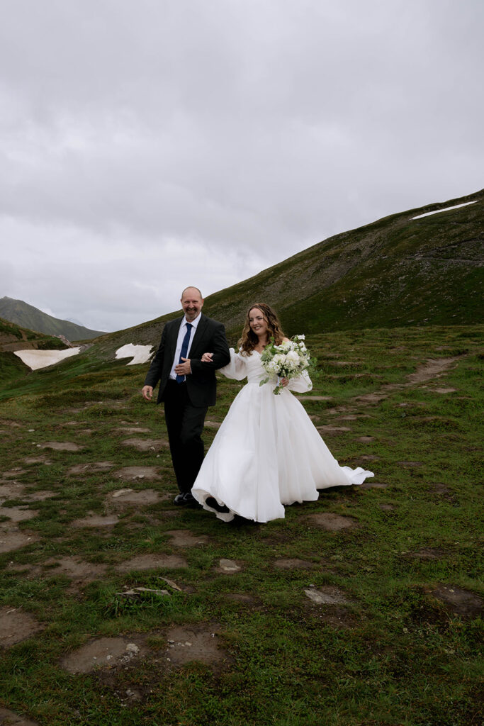 cute picture of the bride walking down the aisle