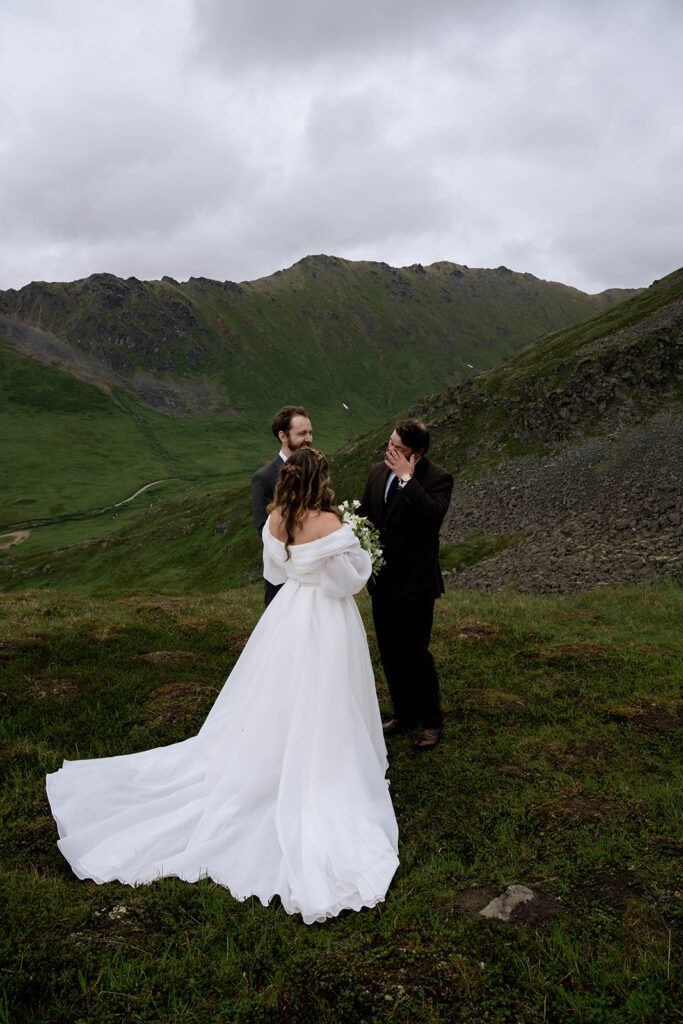 Groom emotional during his wedding ceremony