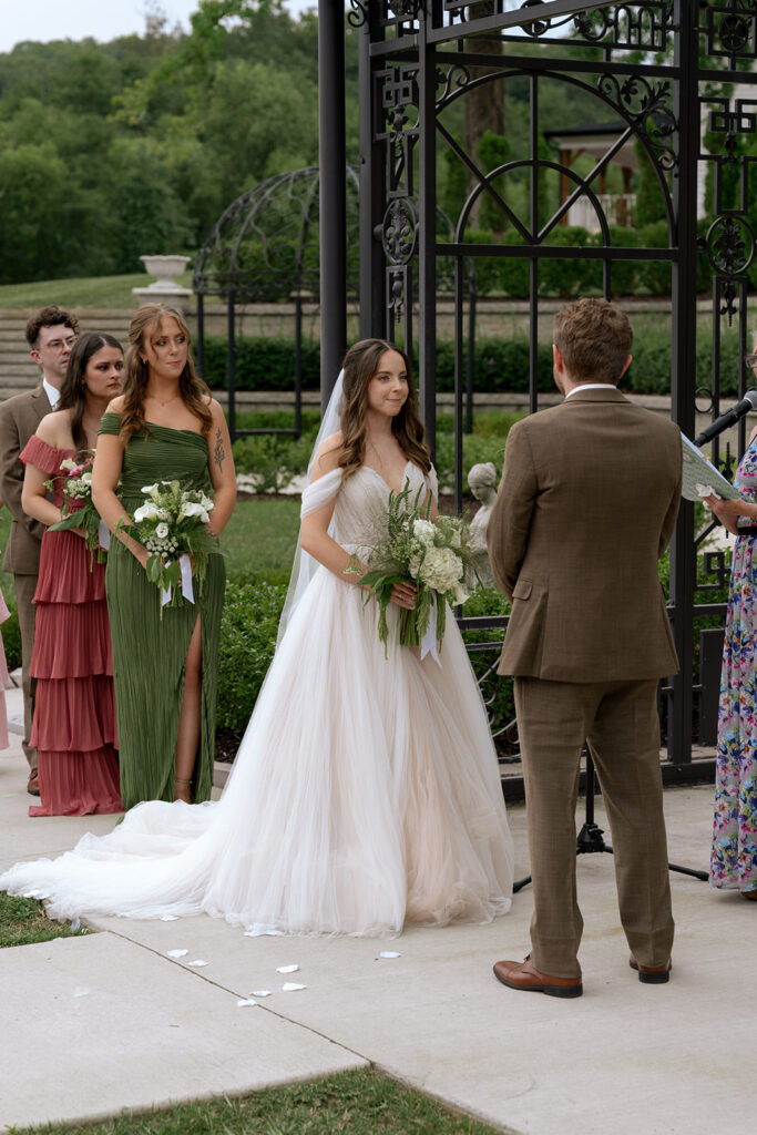 Bride and groom emotional during their ceremony
