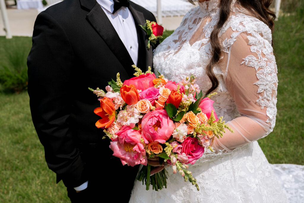 stunning closeup shot of the wedding bouquet