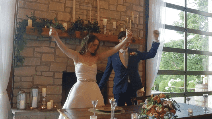 Happy couple at the dream wedding reception