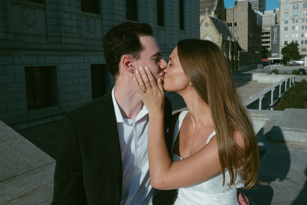 Cinematic Central Library Engagement Photos with Liz & Graylon