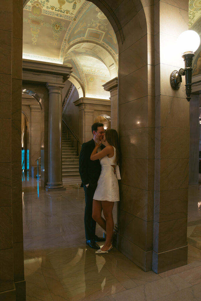 Cinematic Central Library Engagement Photos with Liz & Graylon