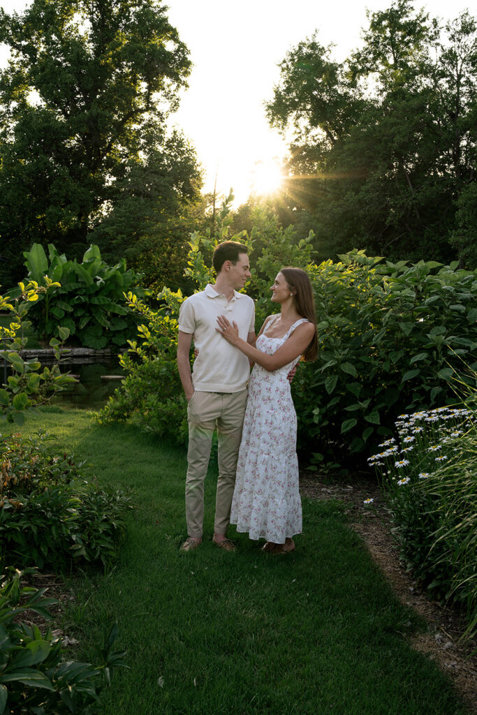 picture of the newly engaged couple looking at each other