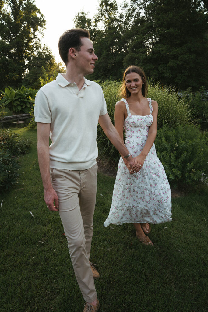 cute couple holding hands during their timeless session
