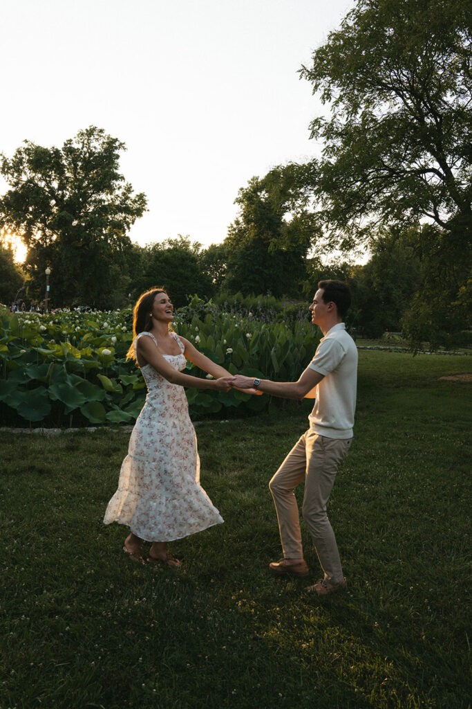 cute couple dancing during their photoshoot