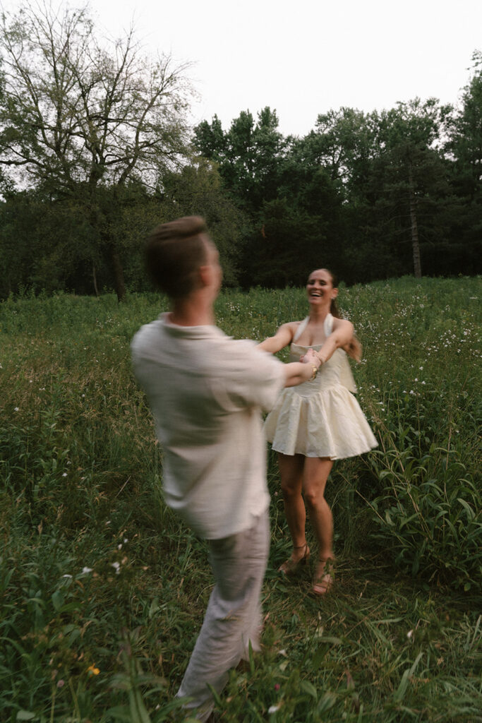 cute couple dancing during their engagement session