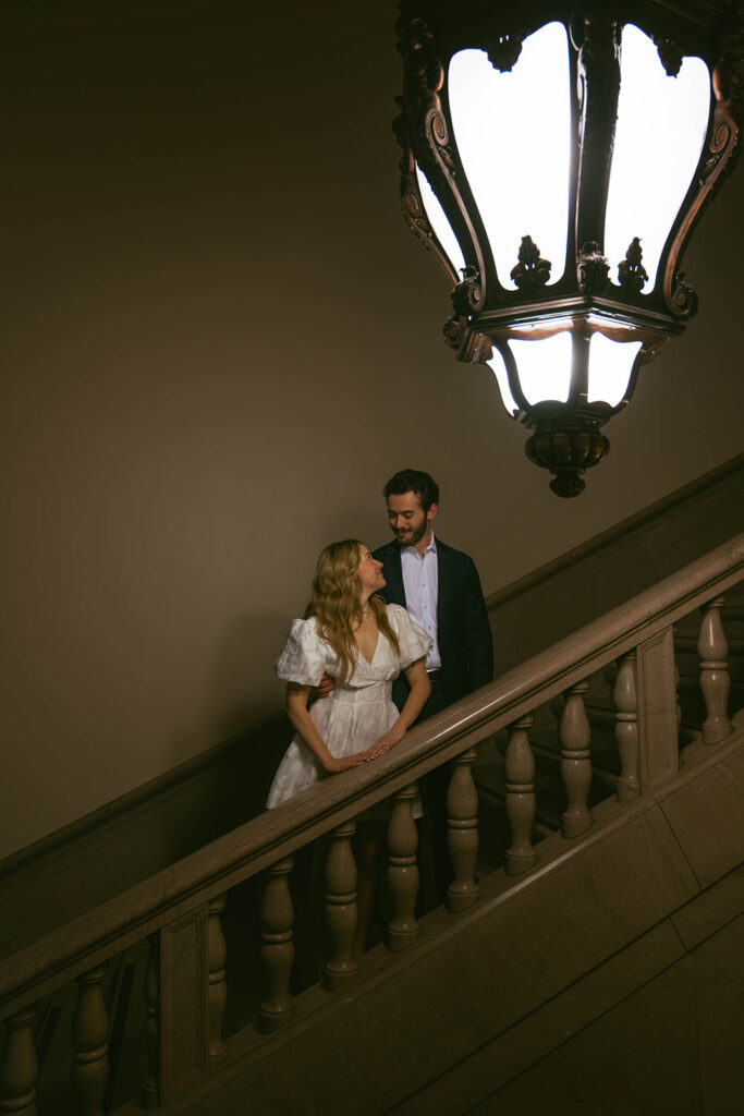 Newly engaged couple at their during session in St. Louis