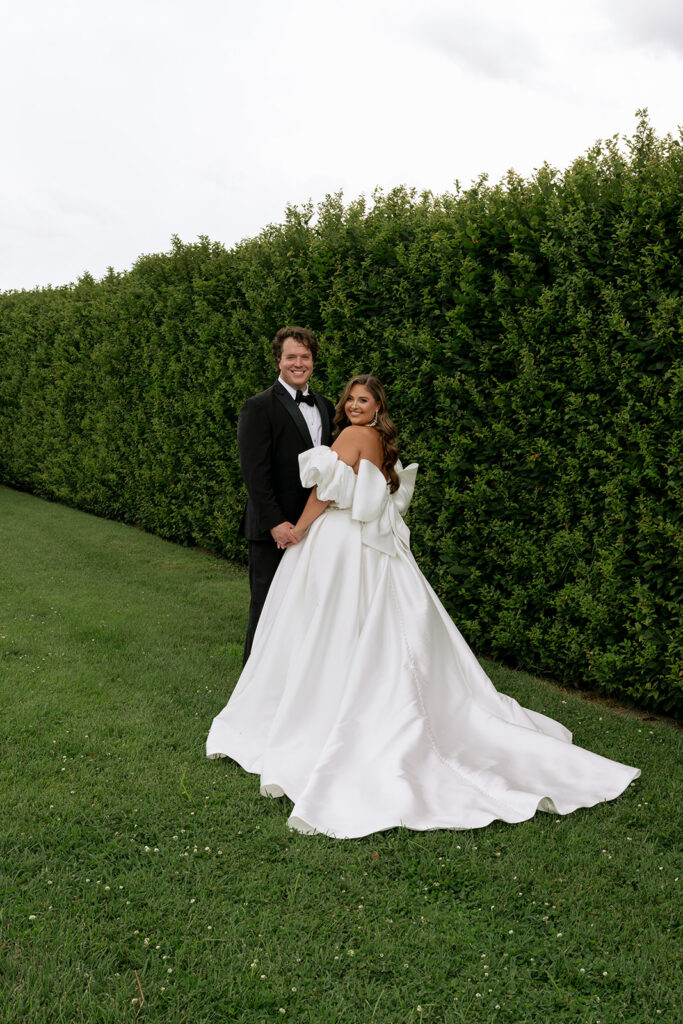 Cute picture of bride and groom, holding hands