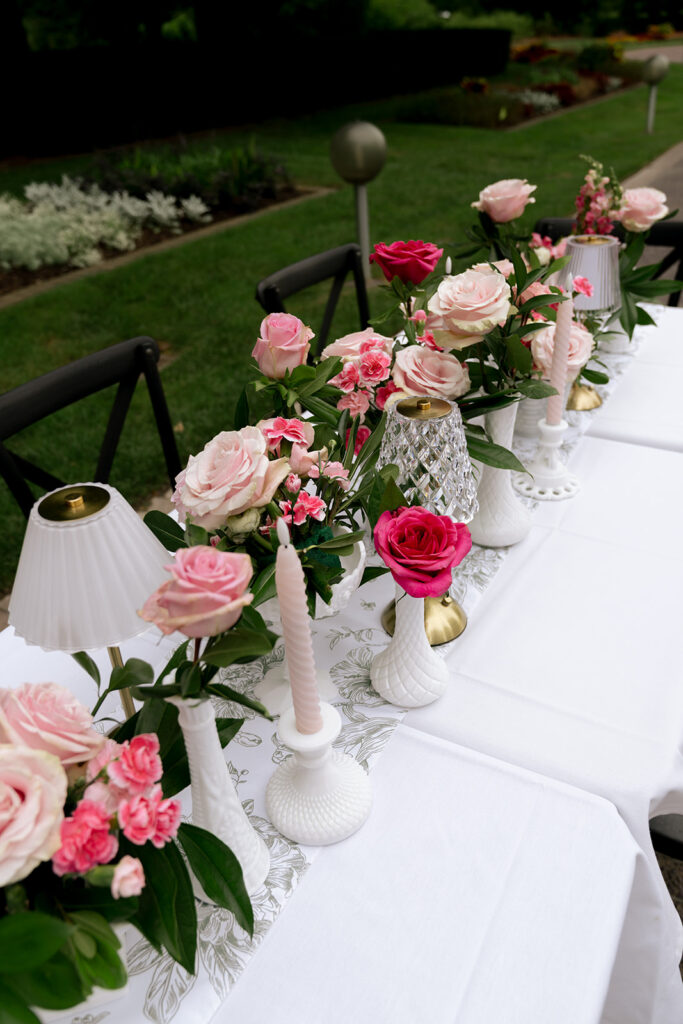 Vibrant florals at the wedding reception