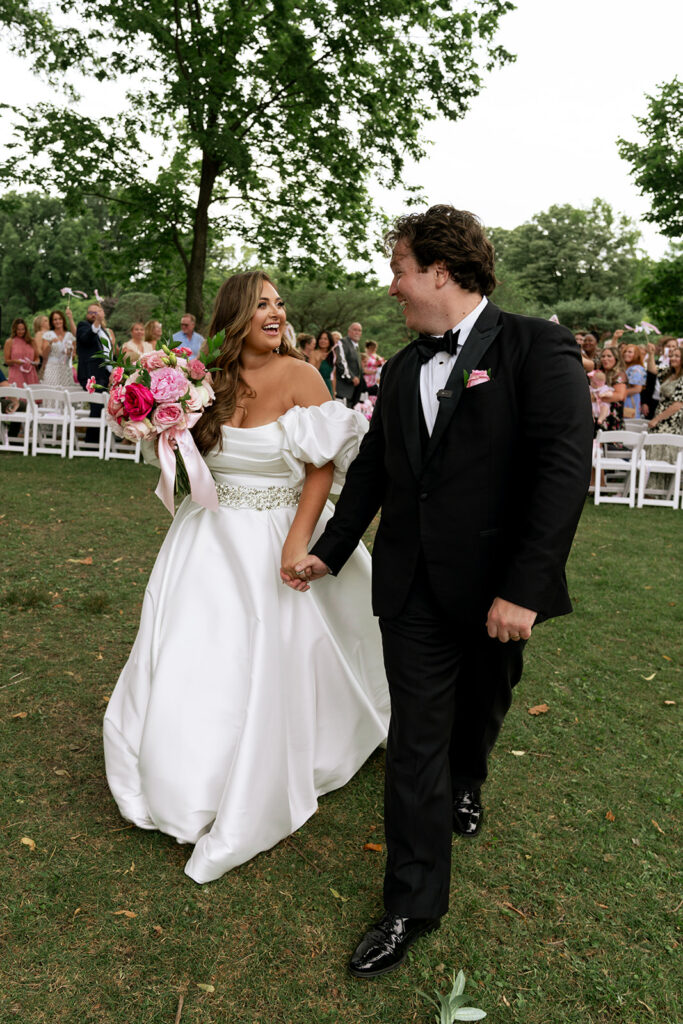 Newly married couple heading to their reception
