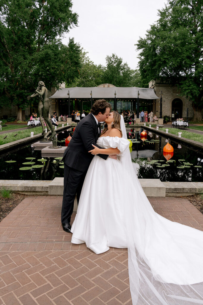 Beautiful picture of the newly married couple at their wedding reception