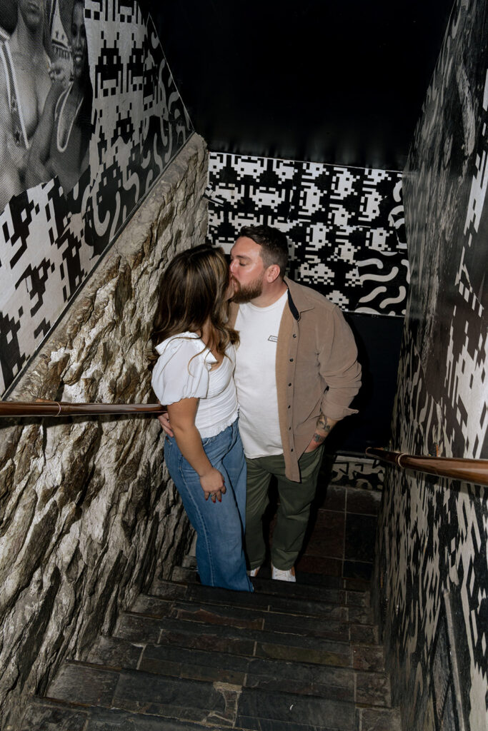 couple kissing during their engagement session