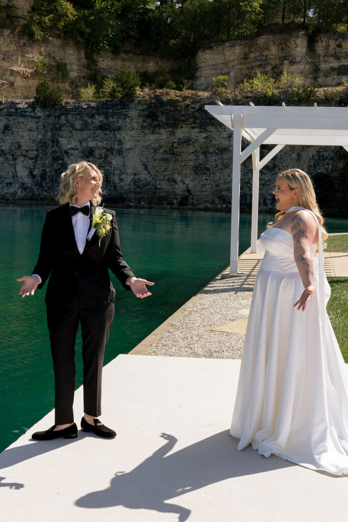 couple emotional during their first look