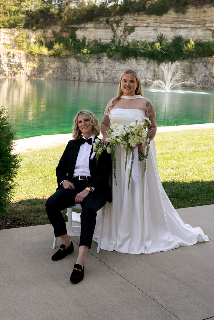 Cute picture of the brides at their dream wedding