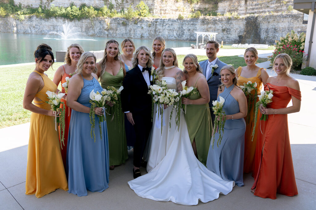 Cute picture of the couple with their wedding party