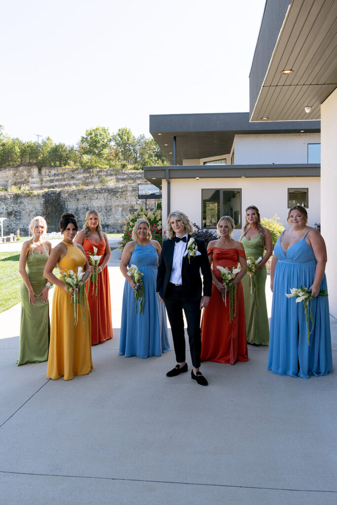 colorful wedding party portraits