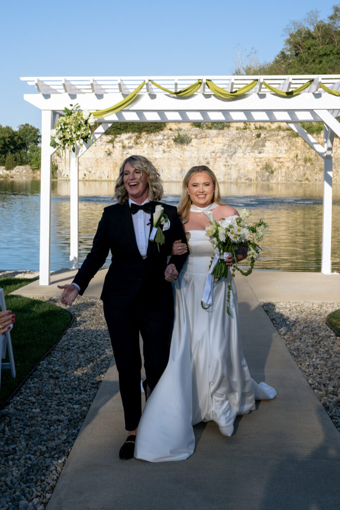 cute couple kissing after their ceremony