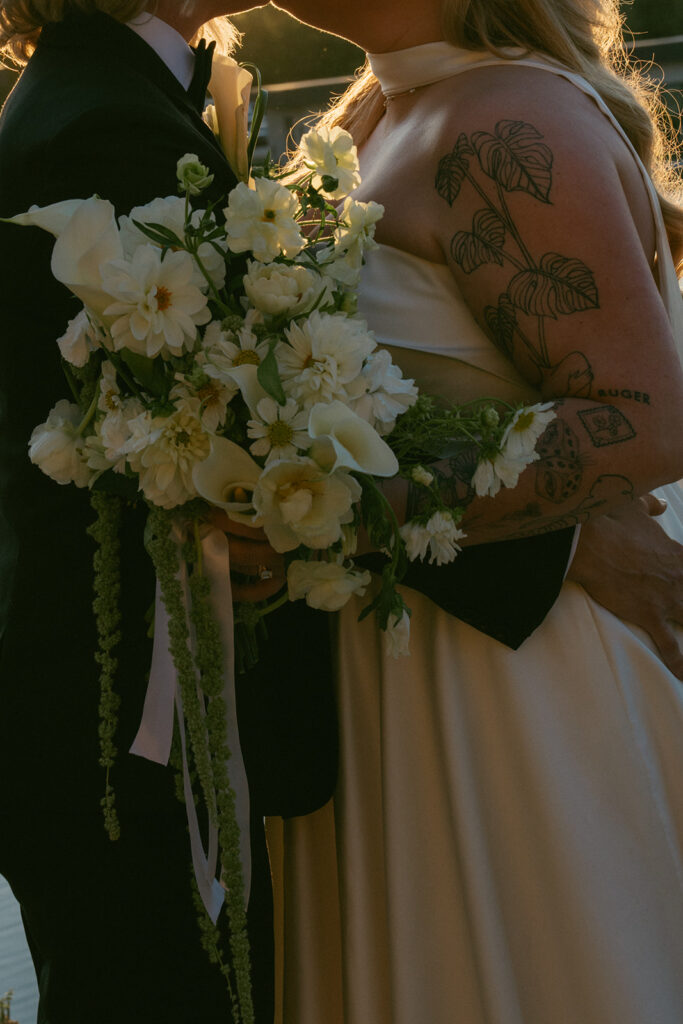 Stunning close-up shot of the wedding bouquet