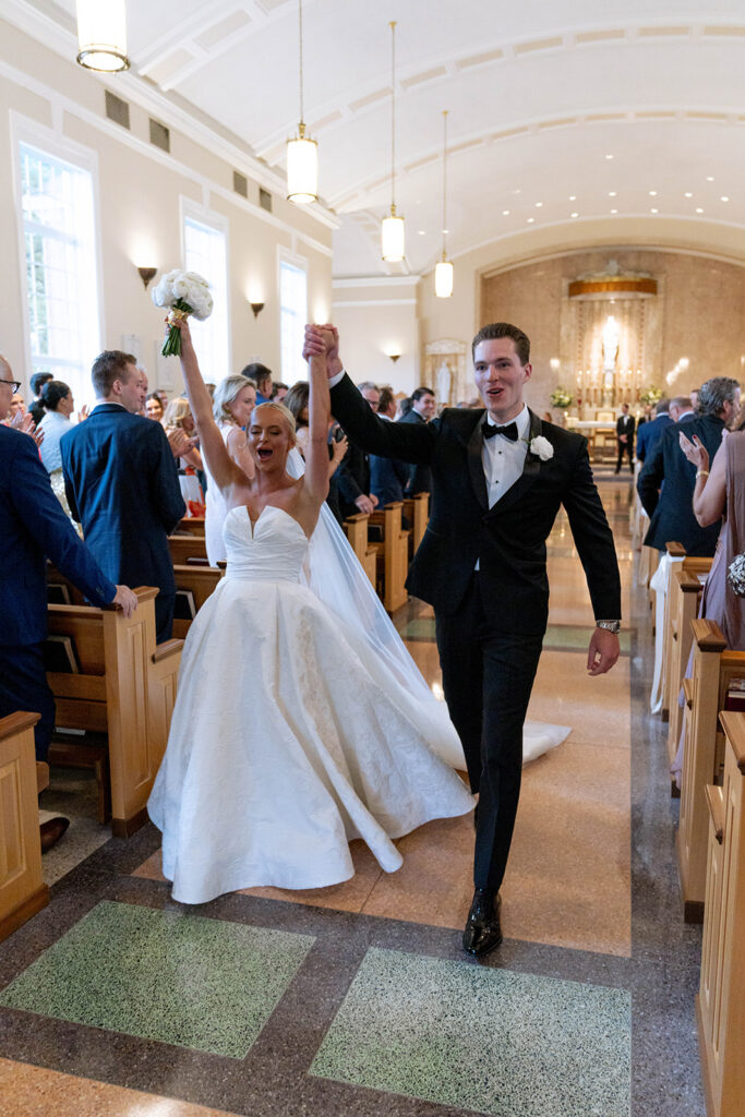newlyweds heading to their reception party