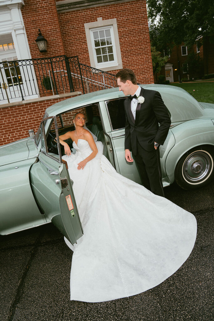 Cute picture of the newly married couple, smiling at each other