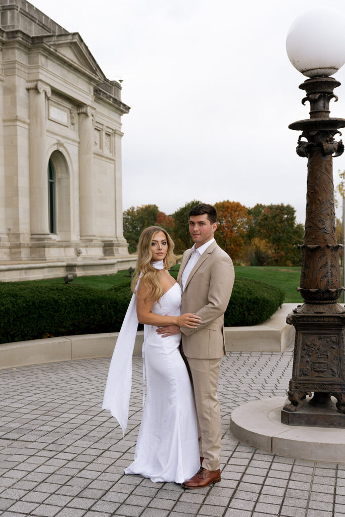 couple smiling at the camera during their session