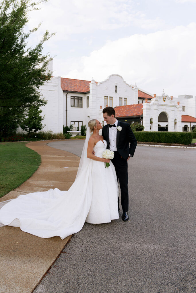 cute picture of the newlyweds looking at each other