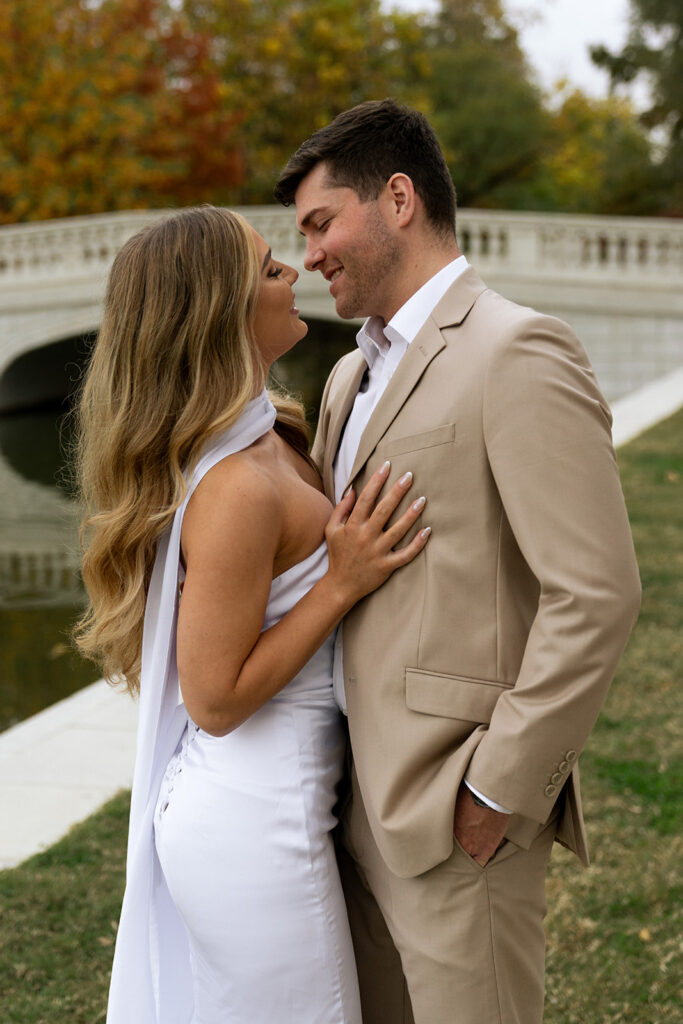 cute picture of the couple smiling at each other