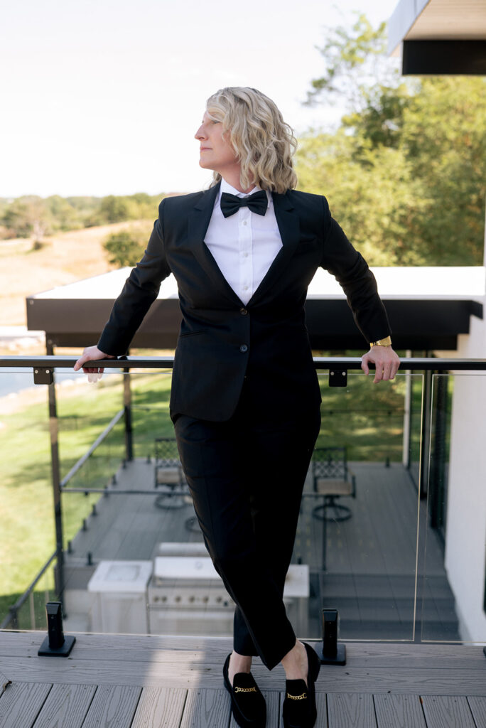 bride before her first look with her bride