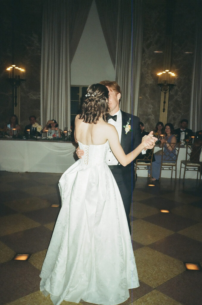 cute picture of the newlyweds dancing