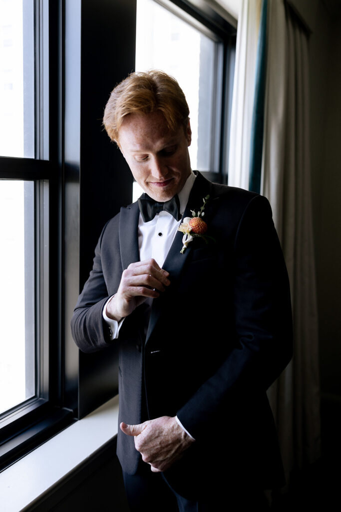 groom before heading to his wedding ceremony