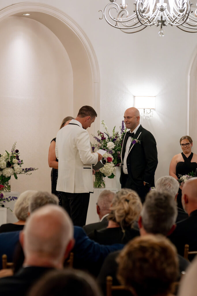 couple at their elegant wedding ceremony