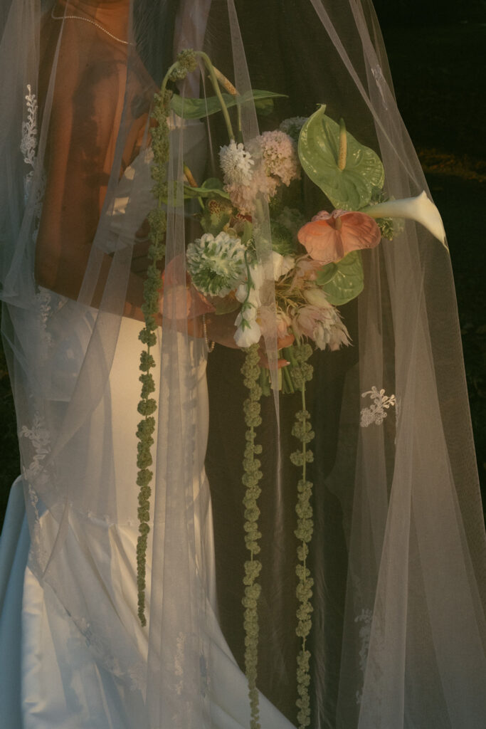 stunning closeup shot of the wedding bouquet 