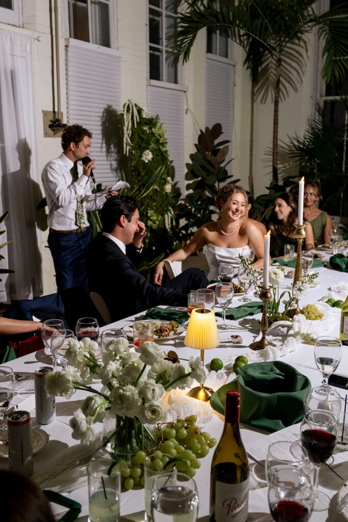 newlyweds emotional at their wedding reception party