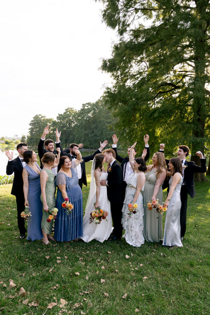 cute picture of the newlyweds with their friends