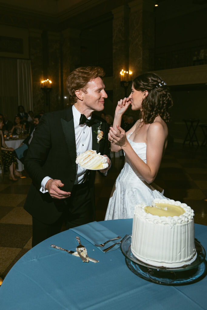 cute portrait of the newlyweds at their dream wedding reception