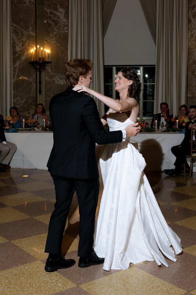 cute picture of the newlyweds dancing