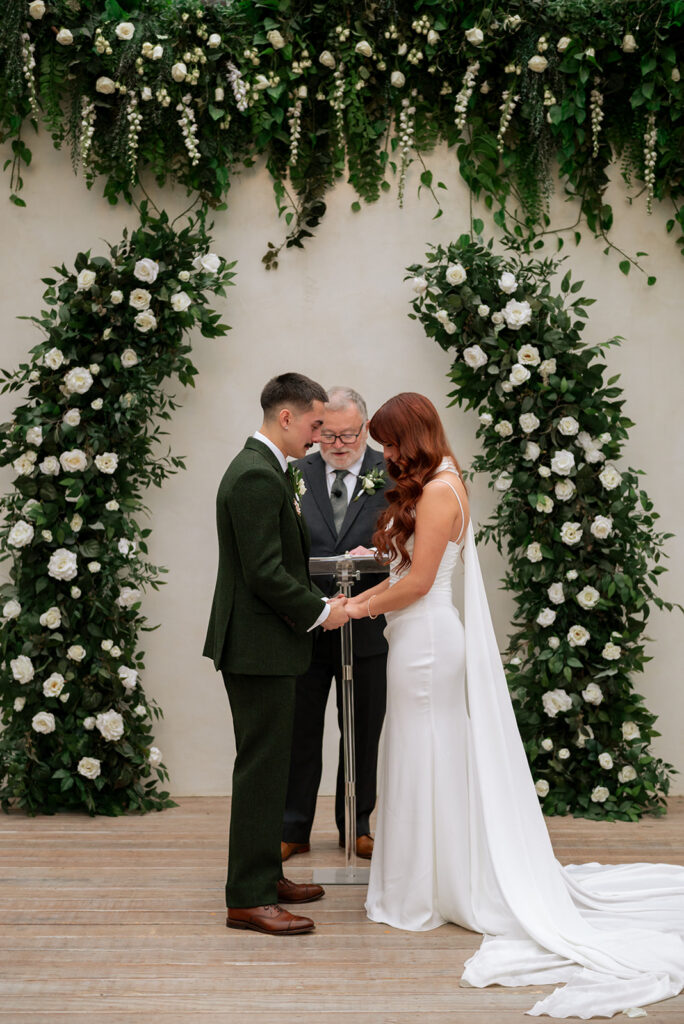 bride and groom at their intimate wedding ceremony