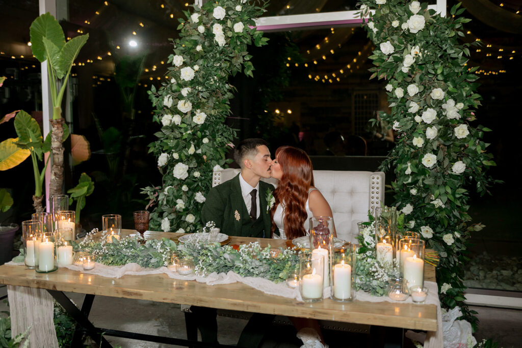 cute picture of the newlyweds at their dream wedding reception