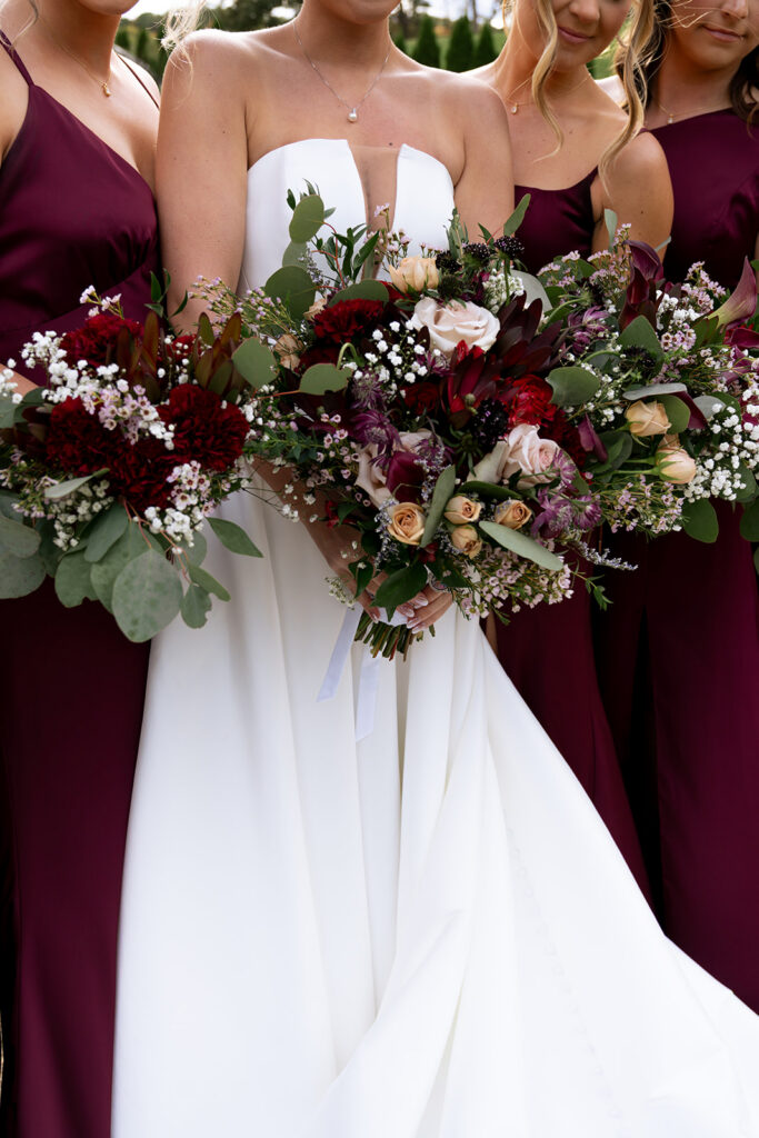 Close-up shot of the wedding bouquet