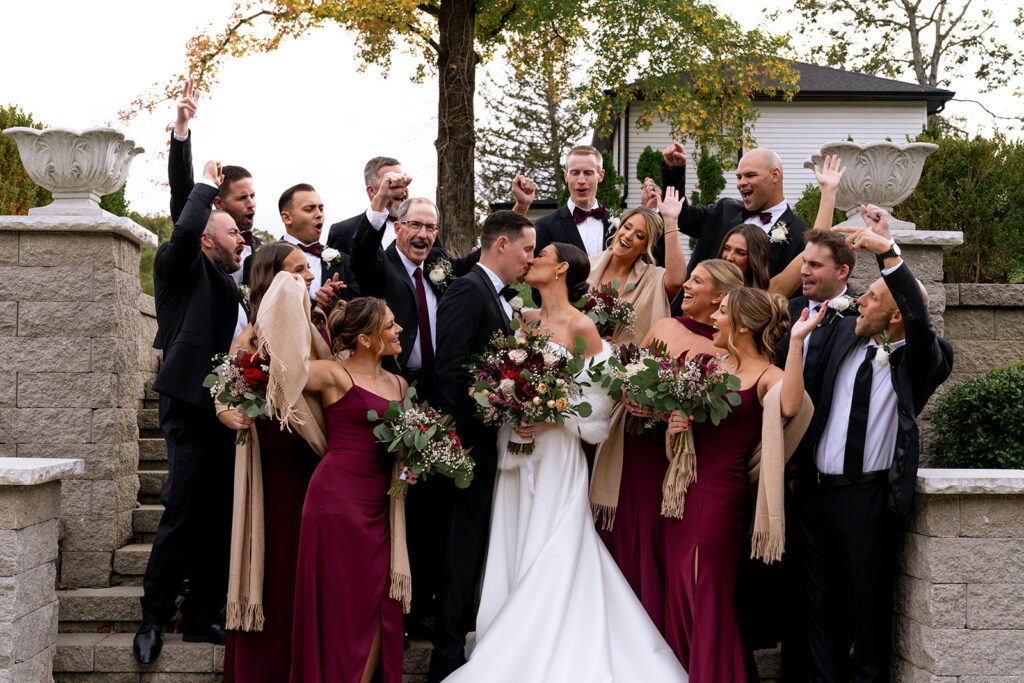 Picture of the newly married couple and their bridal parties