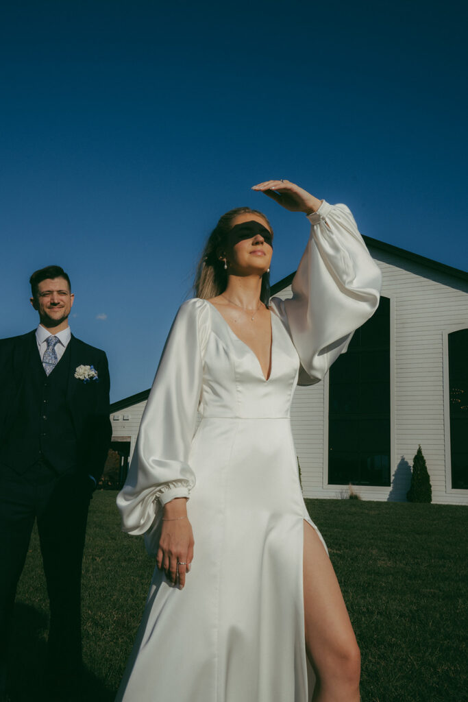 cute portrait of the bride and groom before their intimate wedding ceremony