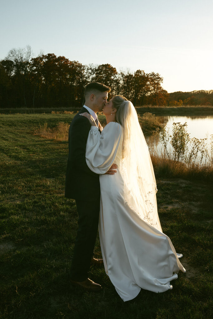 golden hour bridal photos after the ceremony